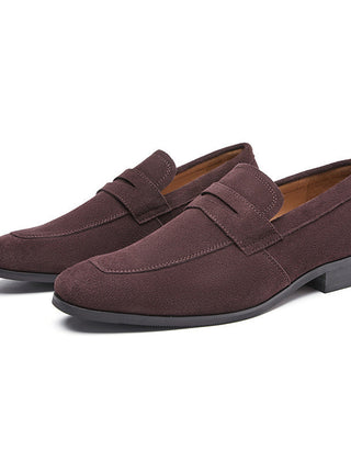 Men's Penny Loafers With Penny | Suede Round Toe Slip On