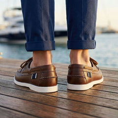 Men's Boat Shoe | Side Lace Stitched Toe Contrast Detail