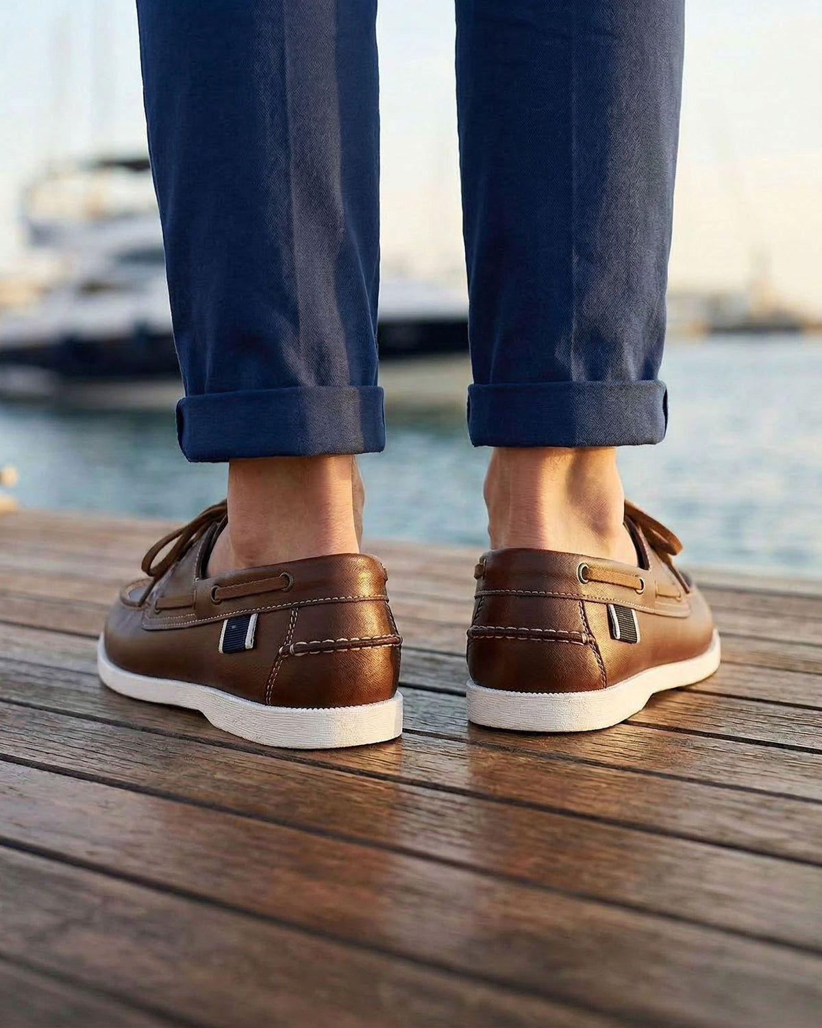Men's Boat Shoe | Side Lace Stitched Toe Contrast Detail