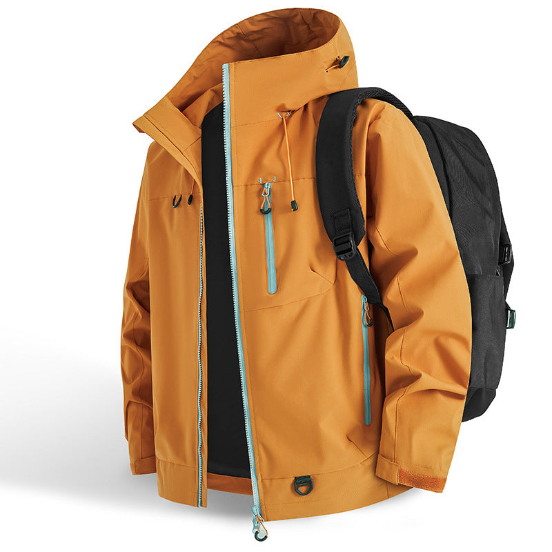 Men's Waterproof Jacket | Hooded Windbreaker Nylon Zip Pockets