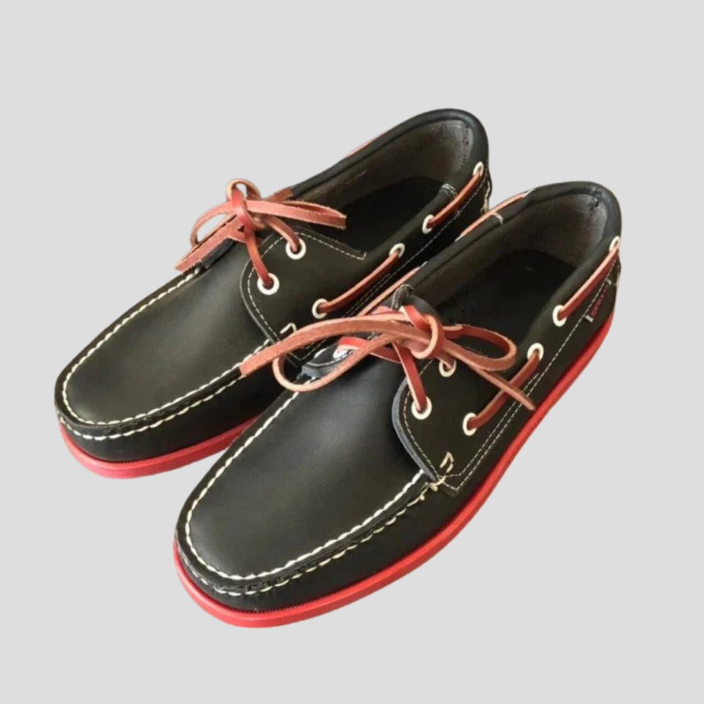 Men's Boat Shoe | Lace-Up Moc Rounded Toe Rubber Sole