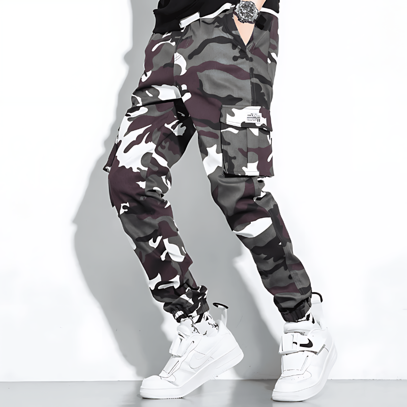 Men's Camo Pants | Tapered Leg Cargo Pockets Stretch