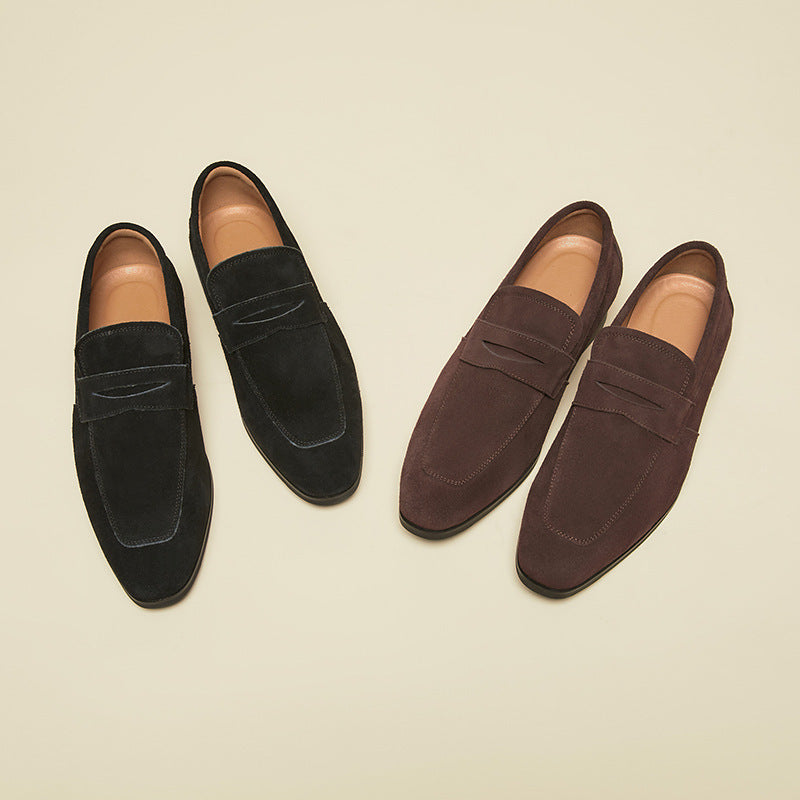 Men's Penny Loafers With Penny | Suede Round Toe Slip On