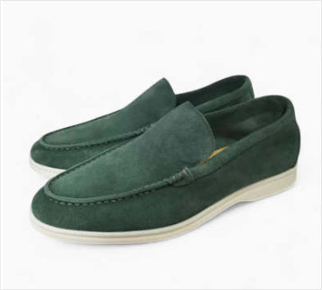 Men's Shoes Loafer | Suede Round Toe Slip-On Rubber Sole