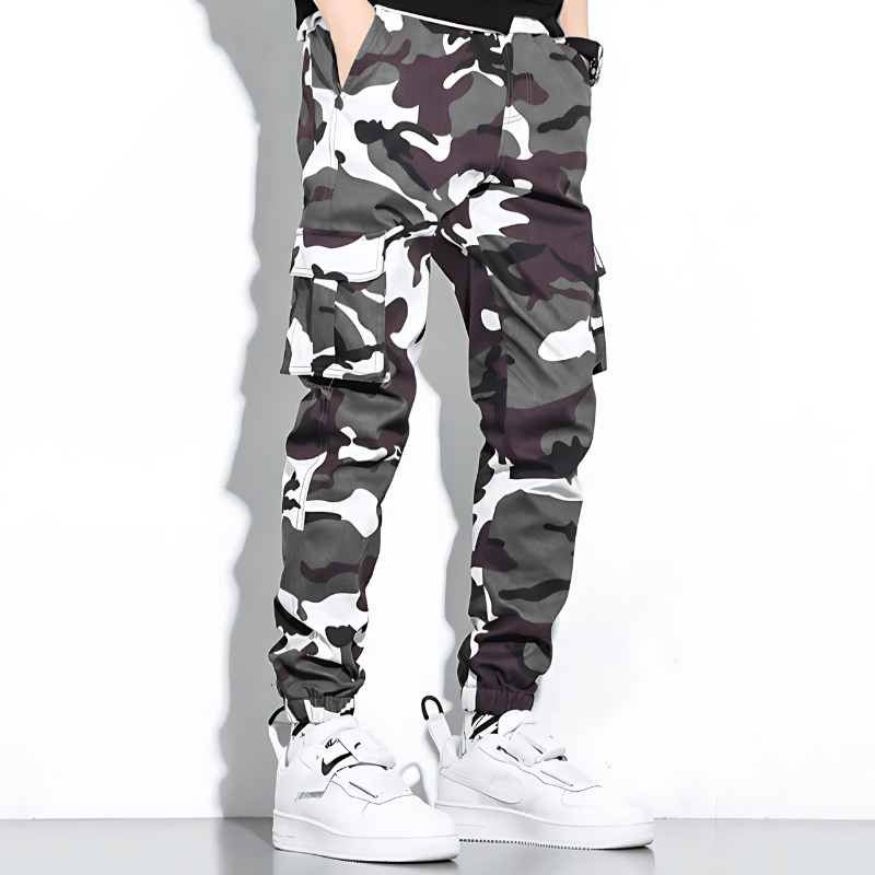 Men's Camo Pants | Tapered Leg Cargo Pockets Stretch