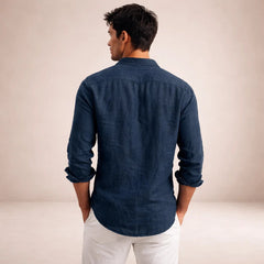 Men's Linen Shirt | Long Sleeves Button Front Relaxed Fit