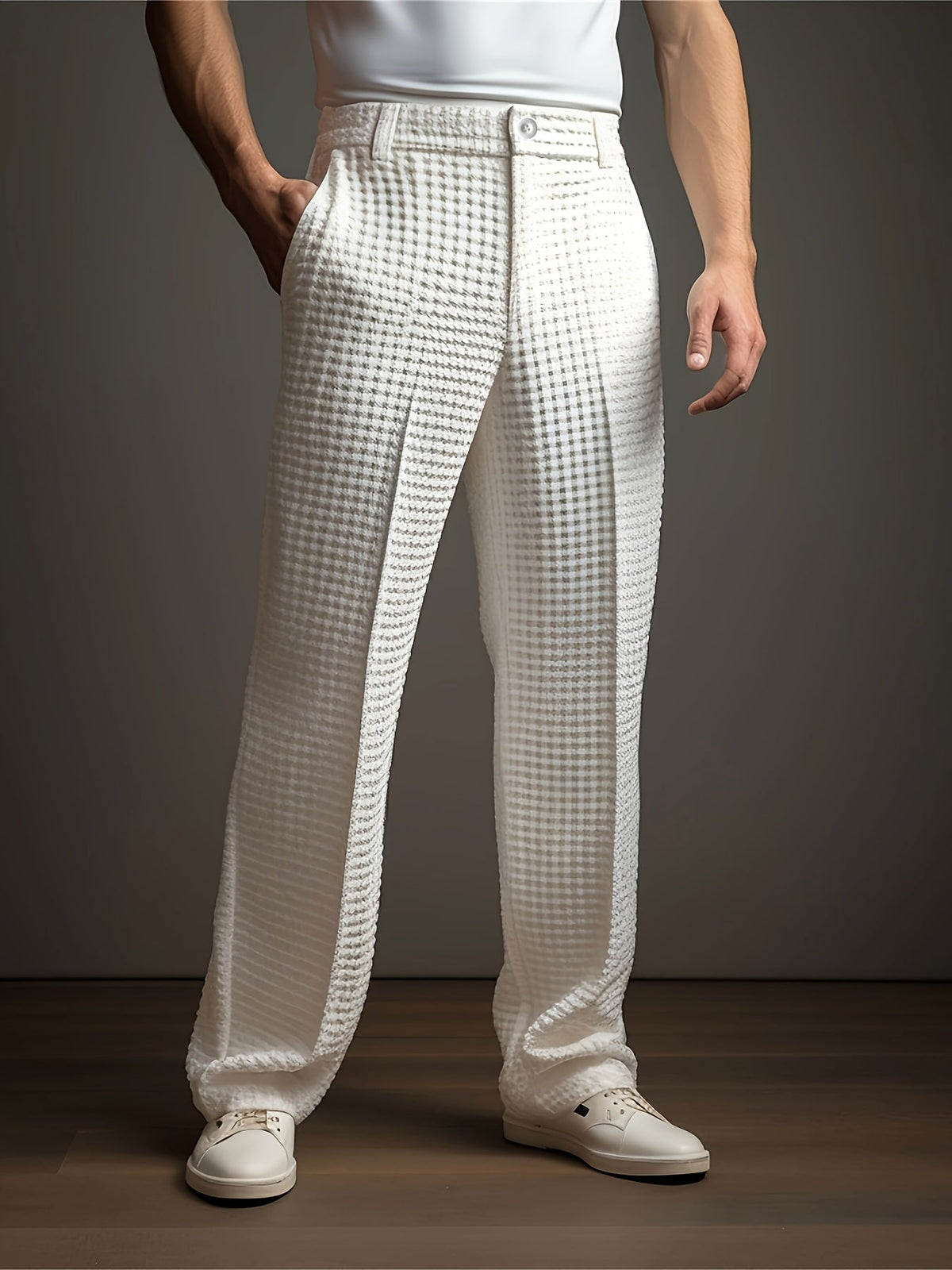 Men's Dress Pants | Waffle Knit Pleated Tapered