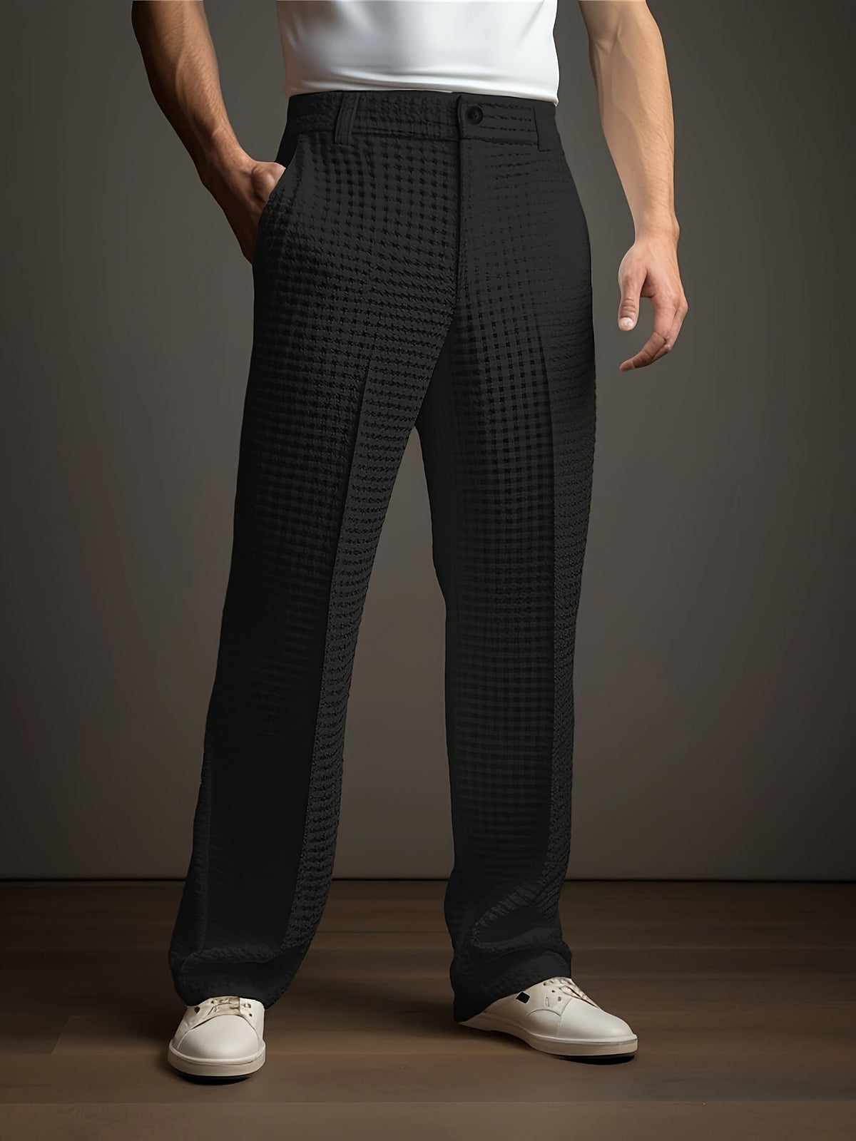 Men's Dress Pants | Waffle Knit Pleated Tapered