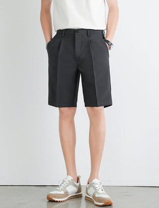 Men's Work Shorts | Pleated Straight-Leg Tailored Closure