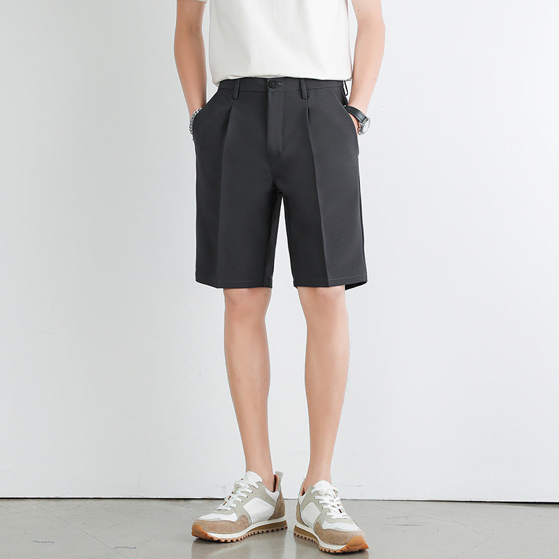 Men's Work Shorts | Pleated Straight-Leg Tailored Closure