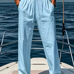 Men's Linen Slacks | Loose Fit Drawstring Full Length