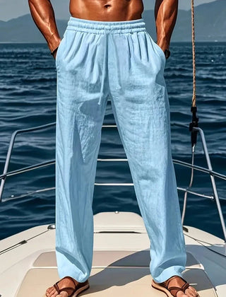 Men's Linen Slacks | Loose Fit Drawstring Full Length