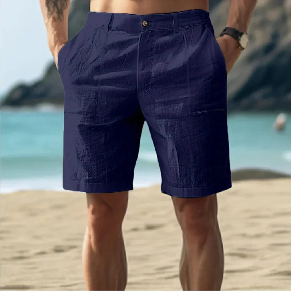 Men's Linen Shorts | Relaxed Fit Cargo Pockets Drawstring