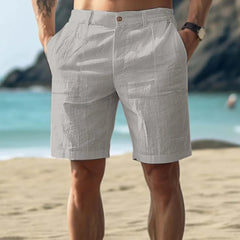 Men's Linen Shorts | Relaxed Fit Cargo Pockets Drawstring