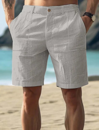 Men's Linen Shorts | Relaxed Fit Cargo Pockets Drawstring