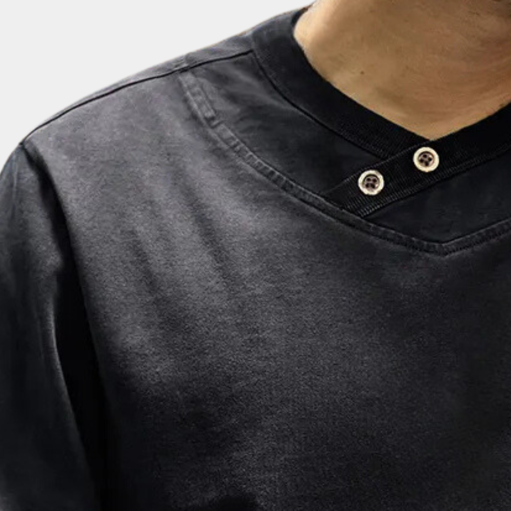 Men's T Shirt | V-Neck Long Sleeve Knit