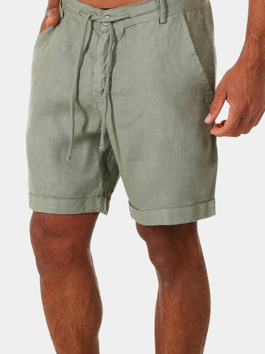 Men's 's Chino Shorts | Relaxed Fit Linen Drawstring Rolled Hem