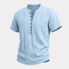 Men's Henley | Short Sleeve Linen Button Placket