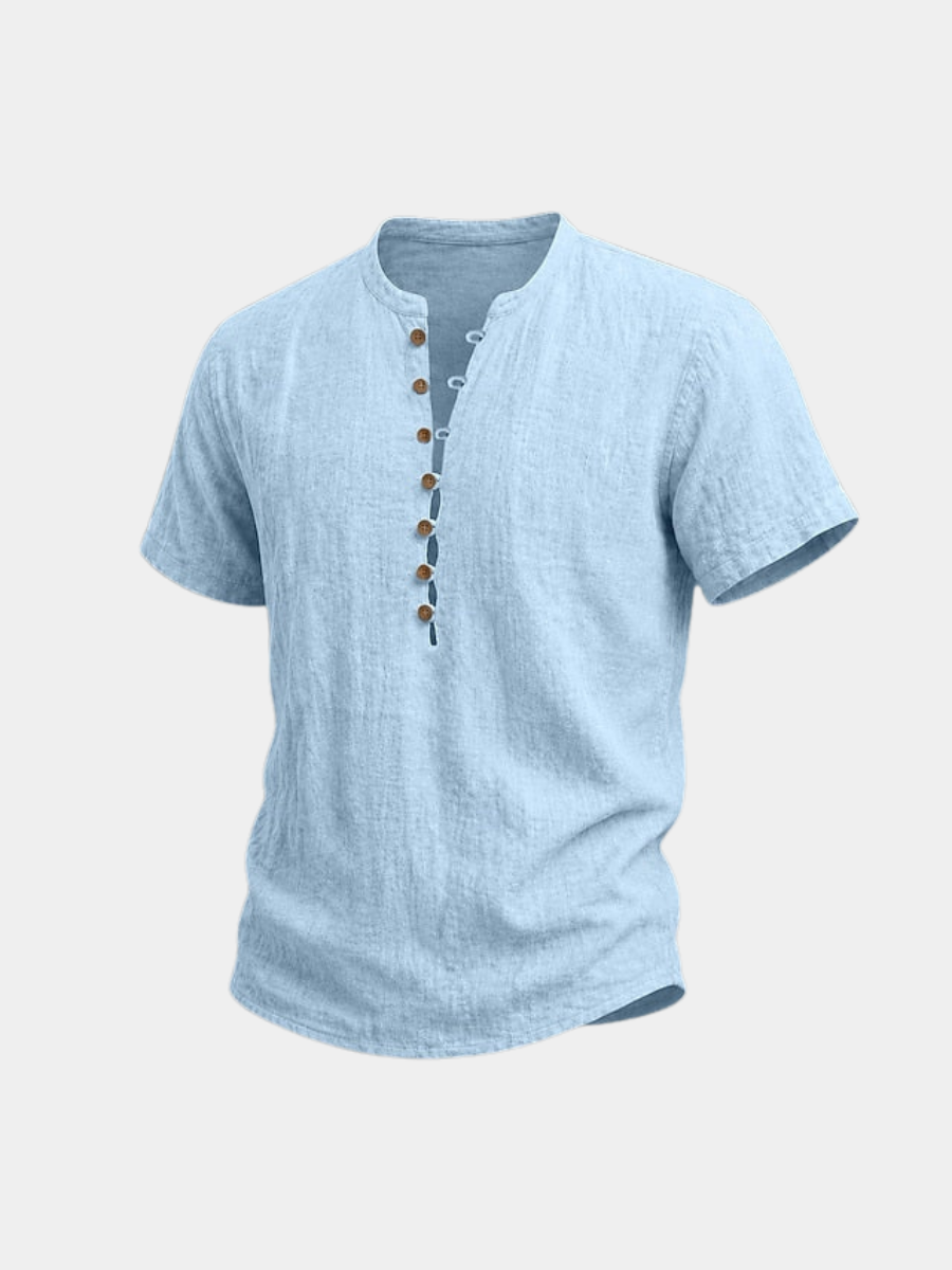 Men's Henley | Short Sleeve Linen Button Placket
