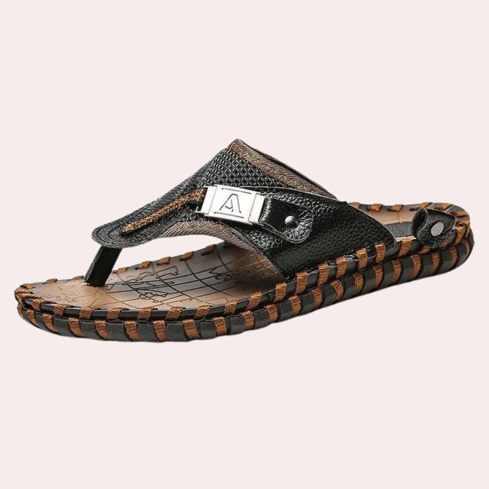 Men's Sandals | Thong Strap Leather Woven Sole