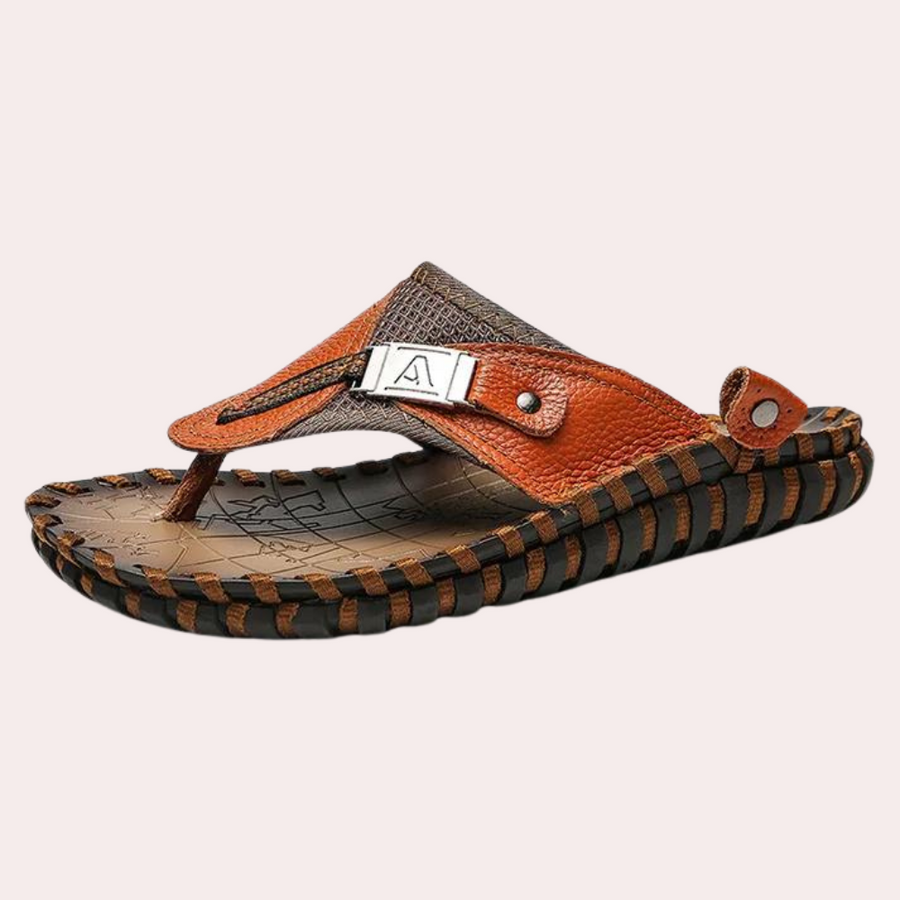 Men's Sandals | Thong Strap Leather Woven Sole