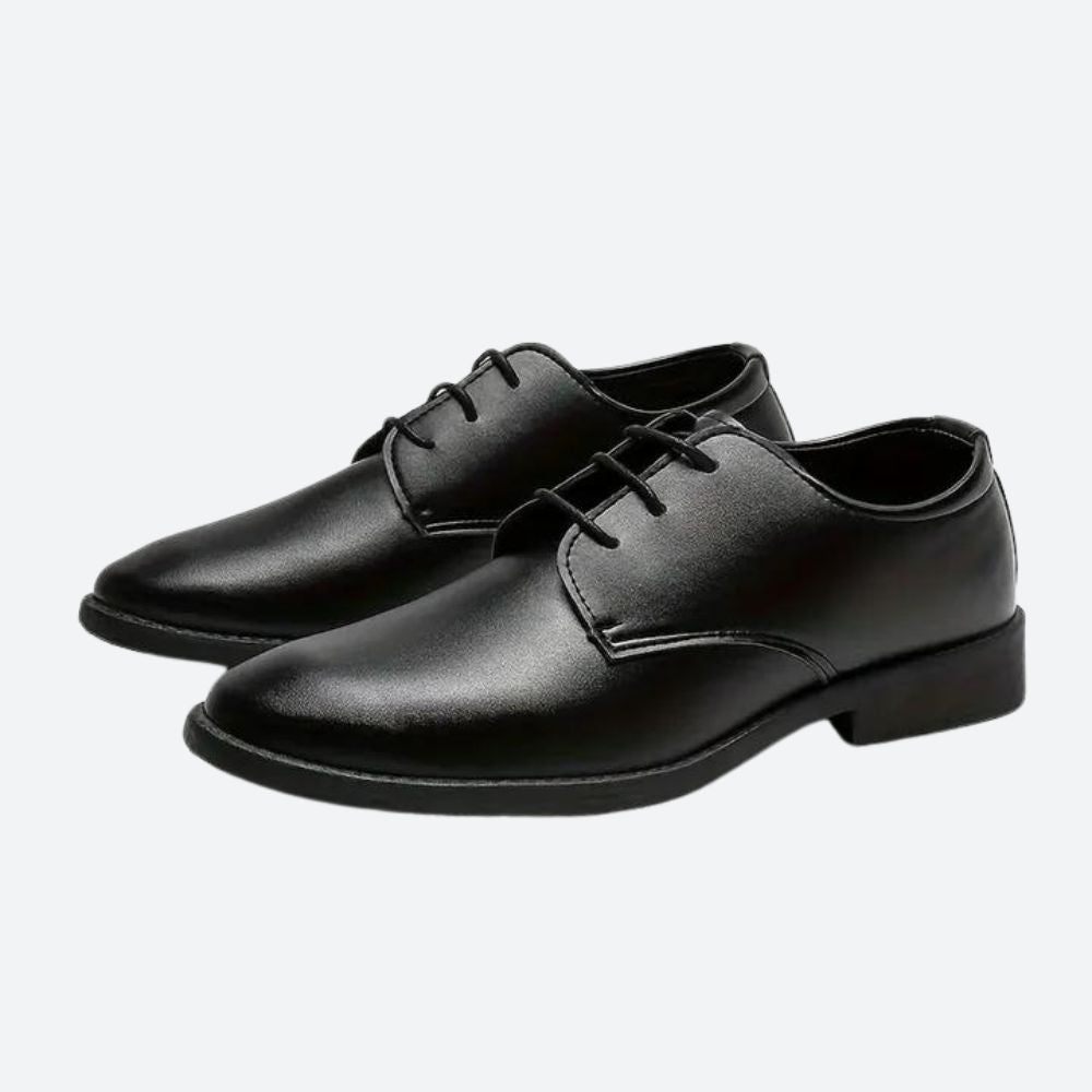 Black Loafer For Men | Lace-Up Leather Rounded Toe