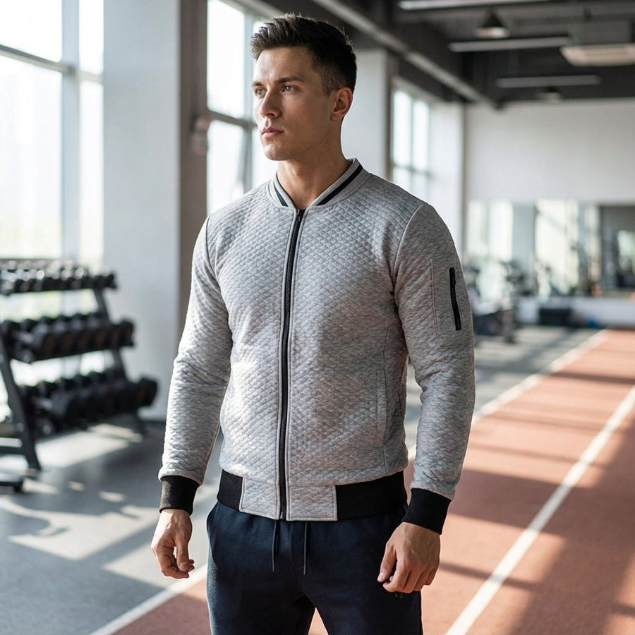 Men's Sweatshirt | Quilted Knit Zip Full Closure