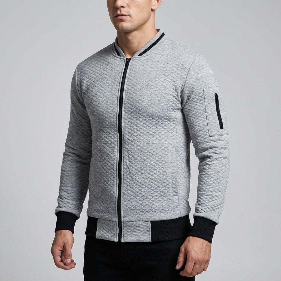 Men's Sweatshirt | Quilted Knit Zip Full Closure
