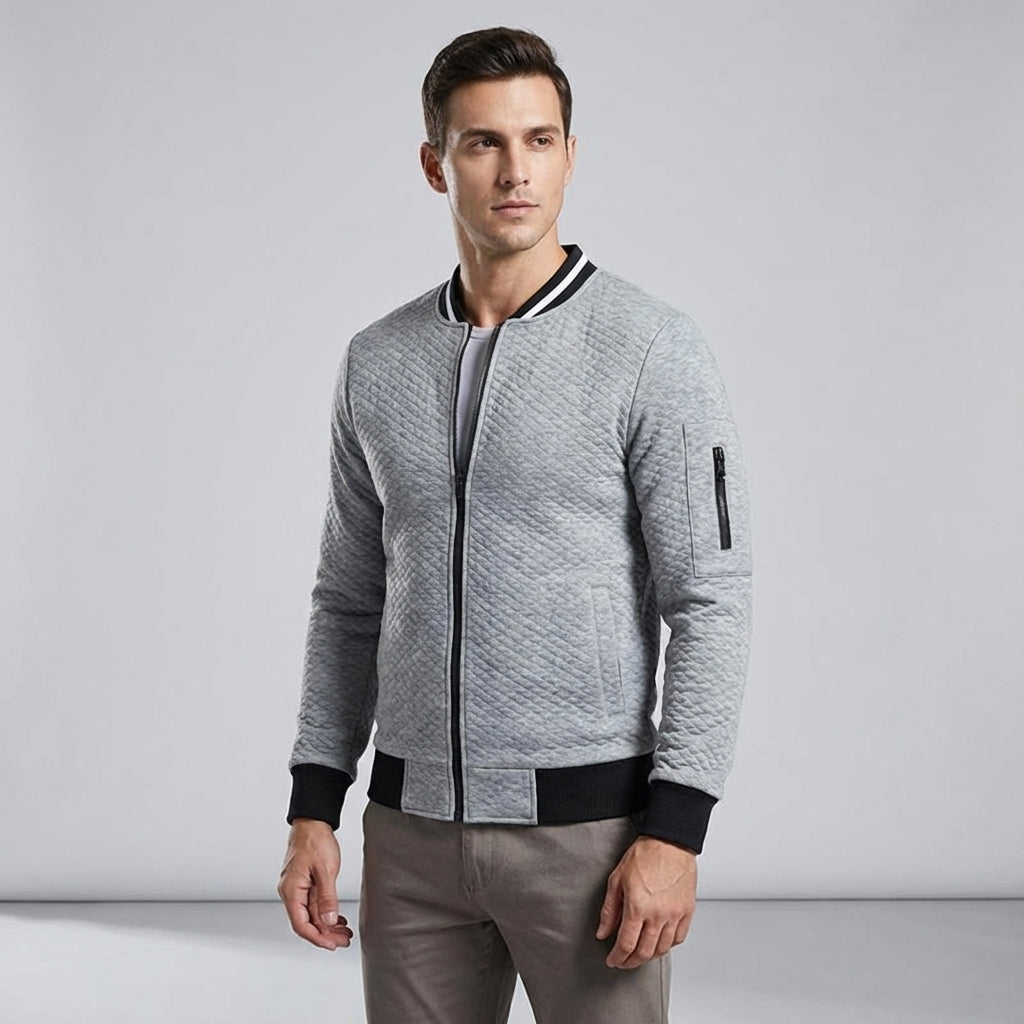 Men's Sweatshirt | Quilted Knit Zip Full Closure