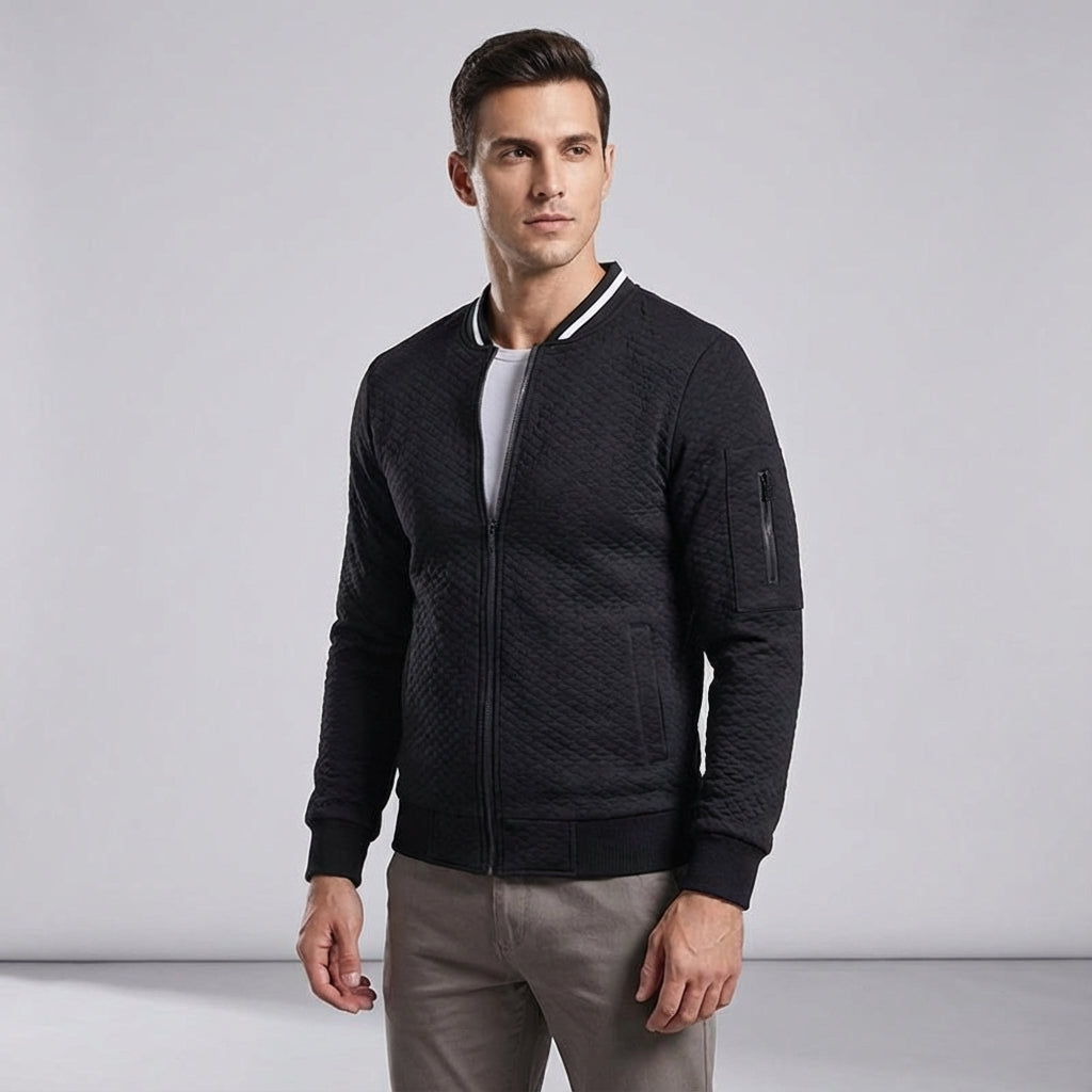 Men's Sweatshirt | Quilted Knit Zip Full Closure