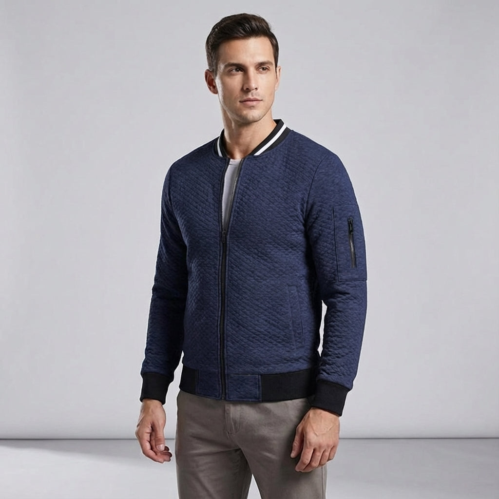 Men's Sweatshirt | Quilted Knit Zip Full Closure