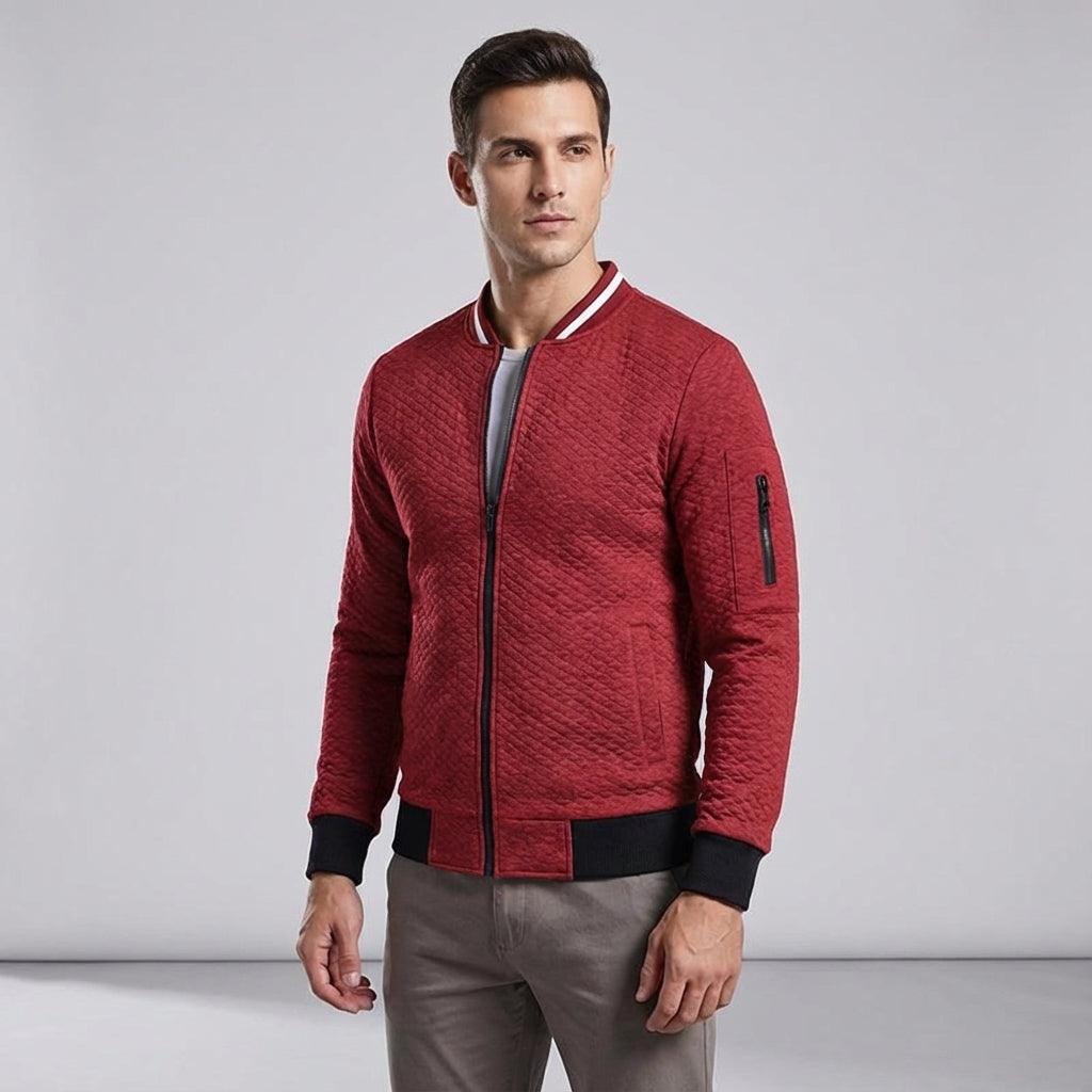 Men's Sweatshirt | Quilted Knit Zip Full Closure