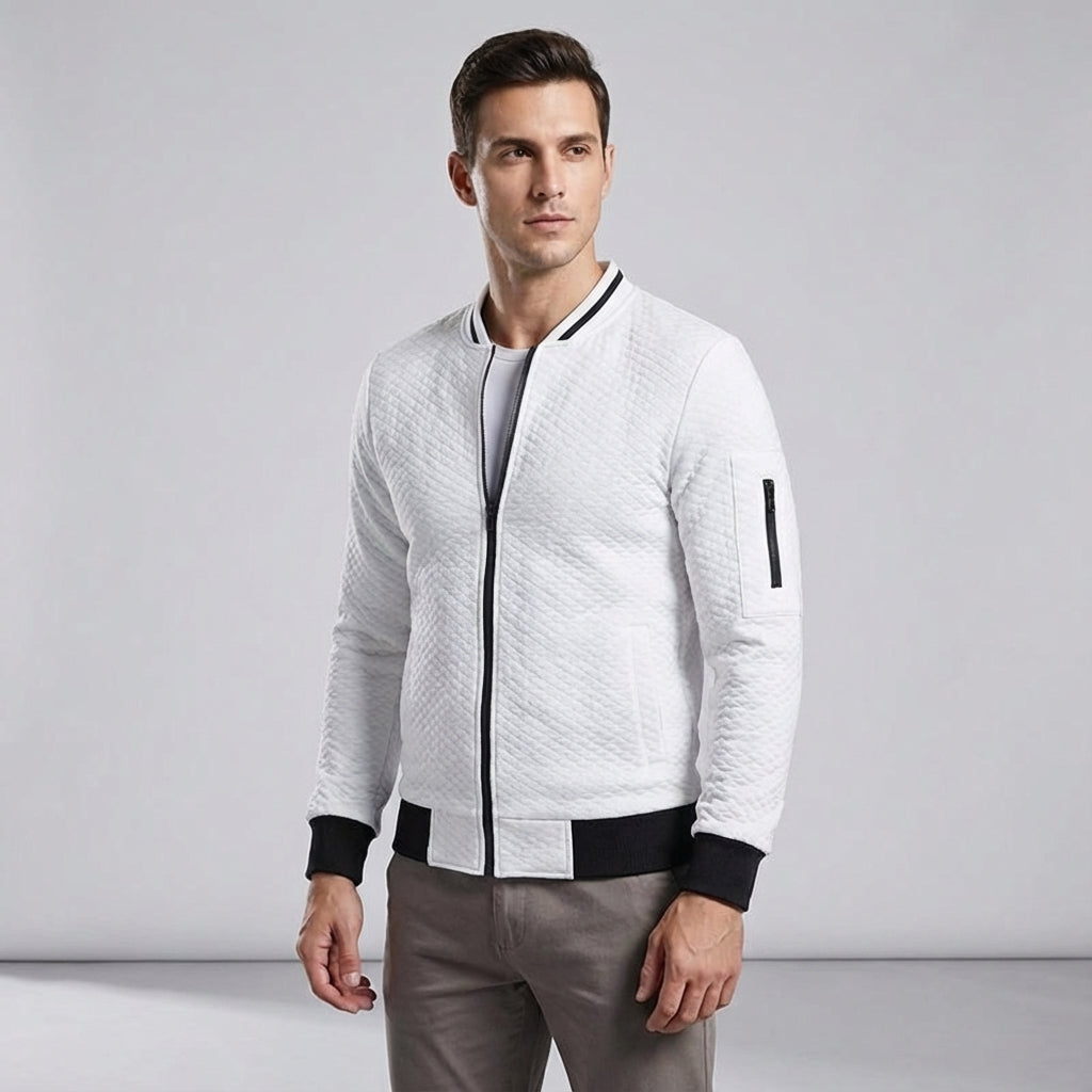 Men's Sweatshirt | Quilted Knit Zip Full Closure