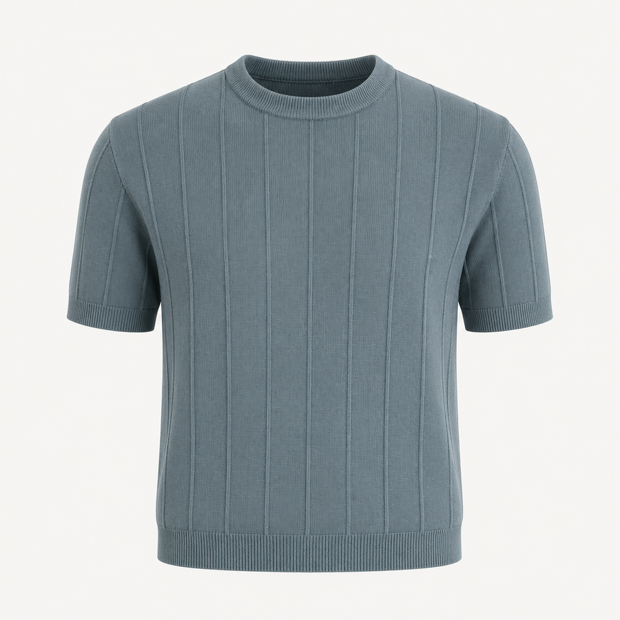 Men's Shirt | Ribbed Knit Short Sleeve Crew Neck