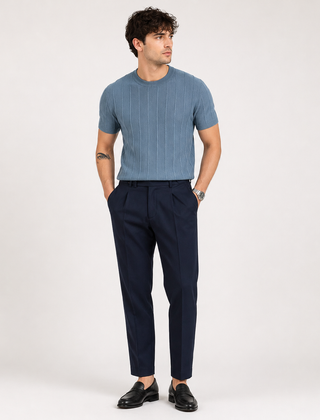 Men's Shirt | Ribbed Knit Short Sleeve Crew Neck