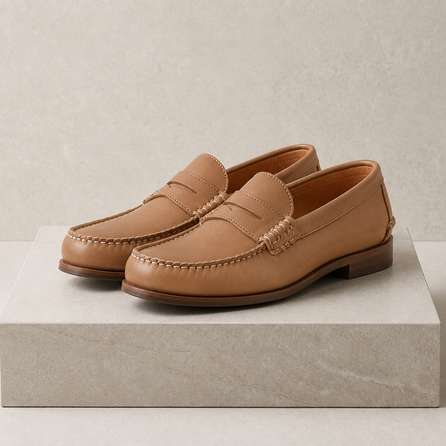 Men's Penny Loafers With Penny | Moc Toe Hand-Stitched Leather
