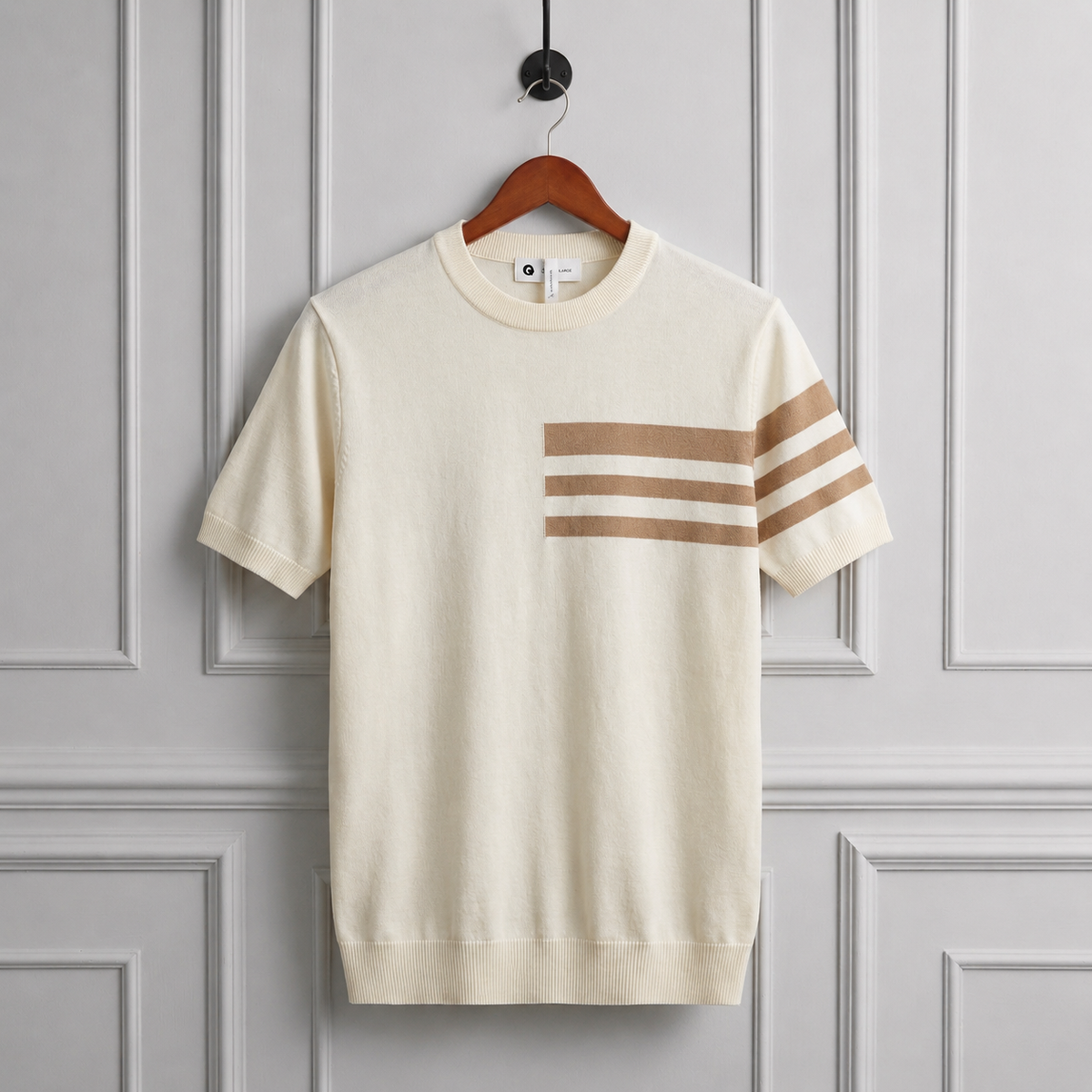Men's T Shirt | Crewneck Stripe Detail Knit