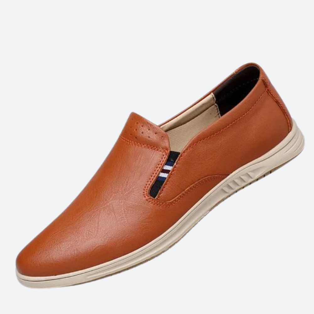 Men's Brown Slip On Shoe | Leather Round Toe Slip-On Loafer