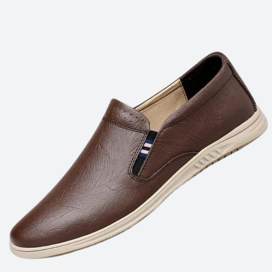 Men's Brown Slip On Shoe | Leather Round Toe Slip-On Loafer