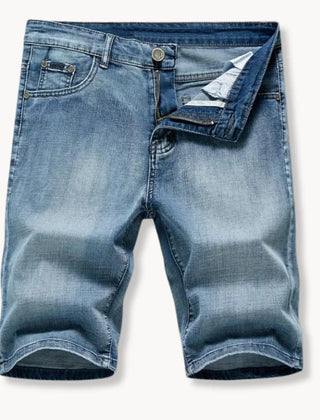 Denim shorts met rits- en knoopsluiting