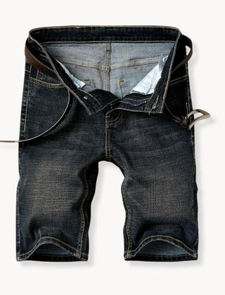Denim shorts met rits- en knoopsluiting