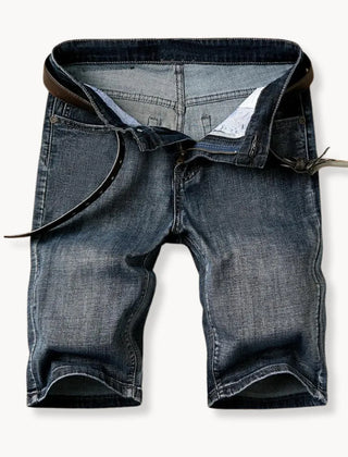 Denim shorts met rits- en knoopsluiting