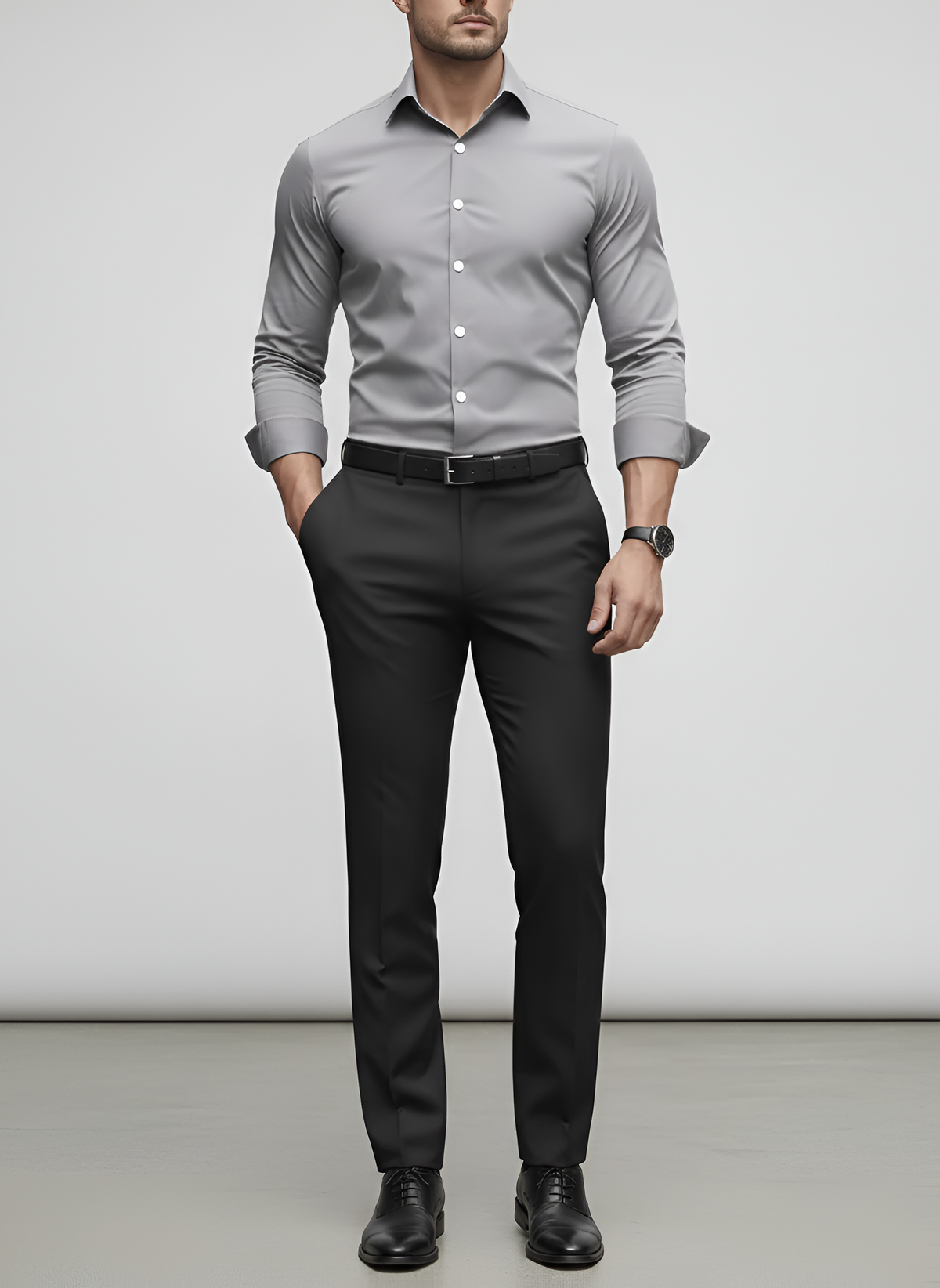 Men's White Shirt | Slim Fit Long Sleeve Button-Up Collar