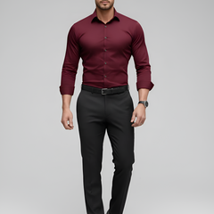 Men's White Shirt | Slim Fit Long Sleeve Button-Up Collar