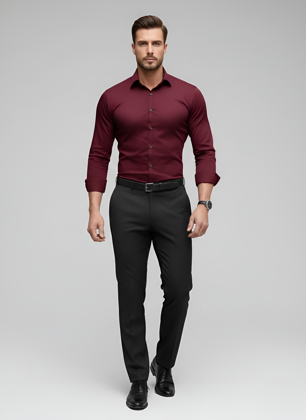 Men's White Shirt | Slim Fit Long Sleeve Button-Up Collar