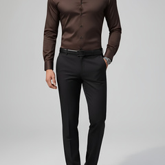 Men's White Shirt | Slim Fit Long Sleeve Button-Up Collar