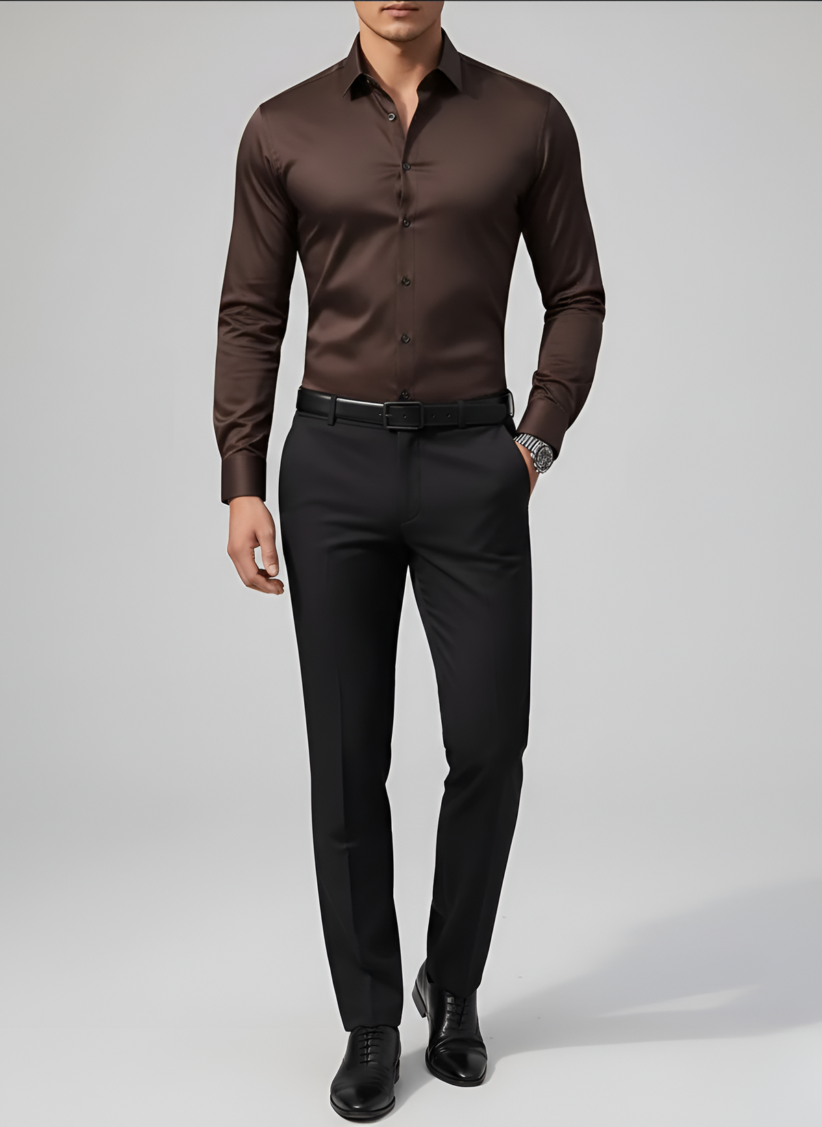 Men's White Shirt | Slim Fit Long Sleeve Button-Up Collar