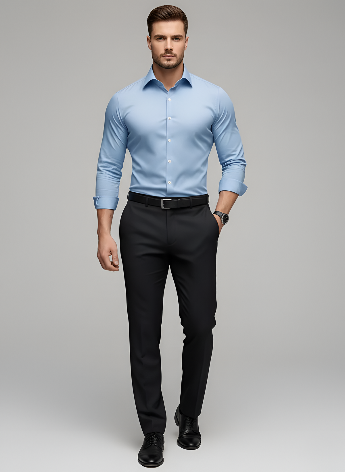 Men's White Shirt | Slim Fit Long Sleeve Button-Up Collar