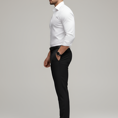 Men's White Shirt | Slim Fit Long Sleeve Button-Up Collar