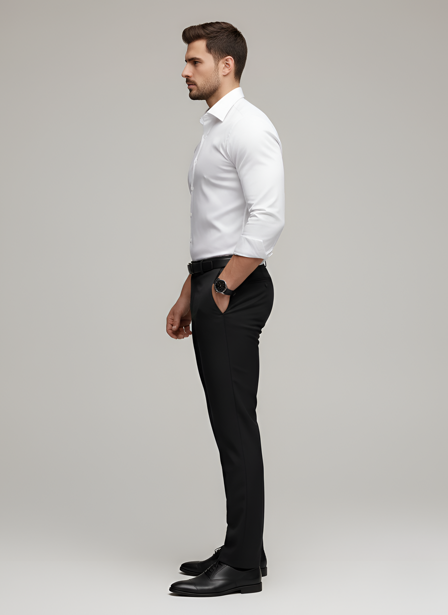 Men's White Shirt | Slim Fit Long Sleeve Button-Up Collar